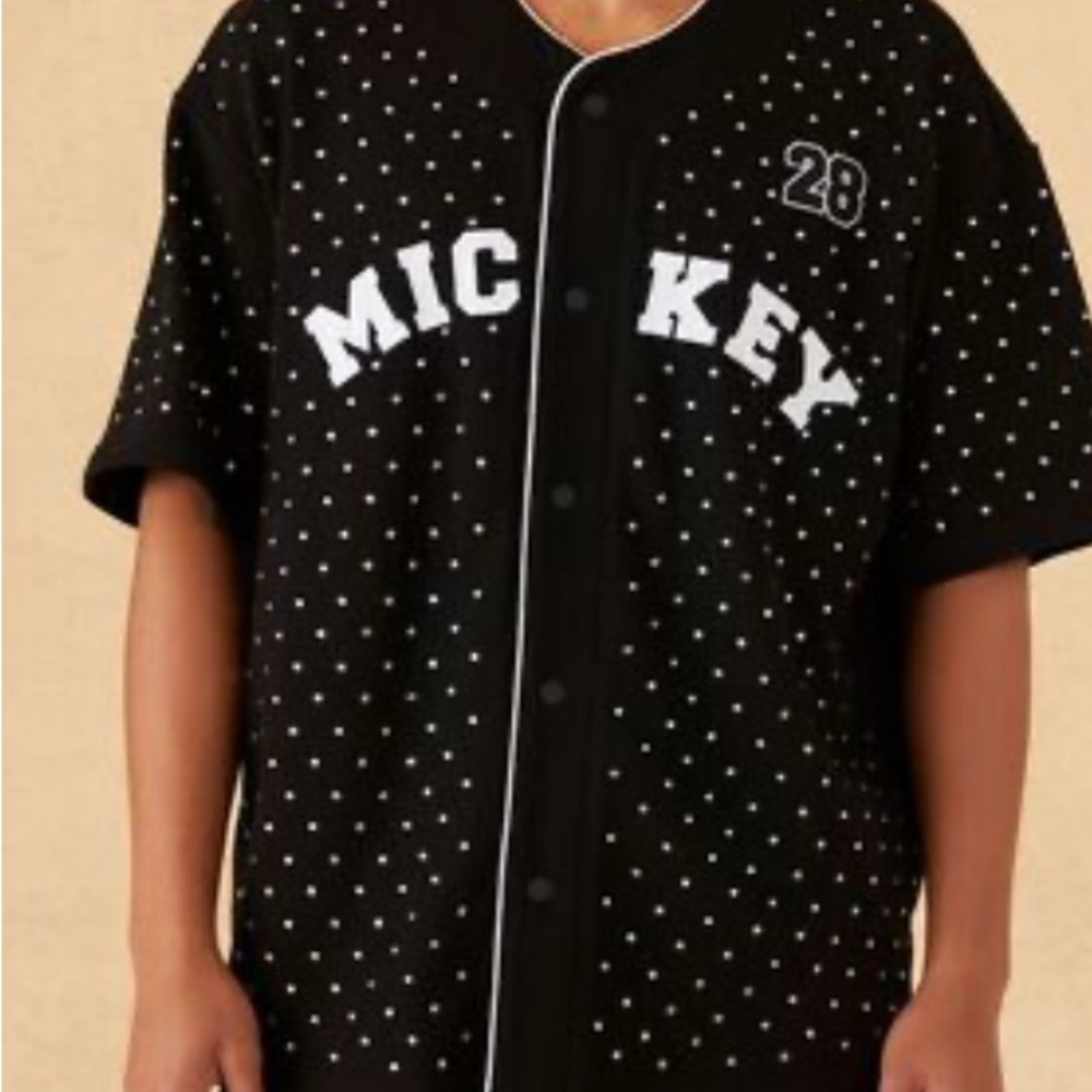 Flashy fun Mickey Mouse Jersey with rhinestone bling!  Unique!